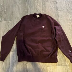 Champion Reverse Weave Oversized Crewneck Sweatshirt, C Logo in Black Plum